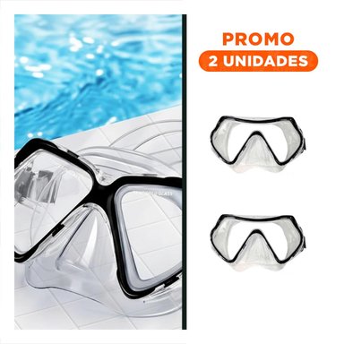 PACK2 LENTES DE BUCEO NEGRO CON LENTE DE VIDRIO PARA AJUSTE COMODO