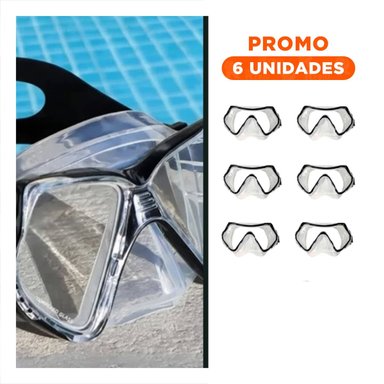 PACK6 VISOR ACUATICO NEGRO CON VIDRIO NITIDO PARA ACTIVIDAD MARINA