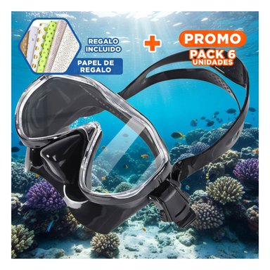 PACK6 GAFAS ACUATICAS NEGRO CON VIDRIO TEMPLADO PARA ACTIVIDAD EN AGUA Y+PAPEL REGALO