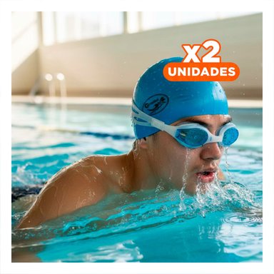 ESTUCHE2 JUEGO CELESTE DE LENTES Y GORRO PARA ENTRENAMIENTO BASICO Y+REGALO STICKER