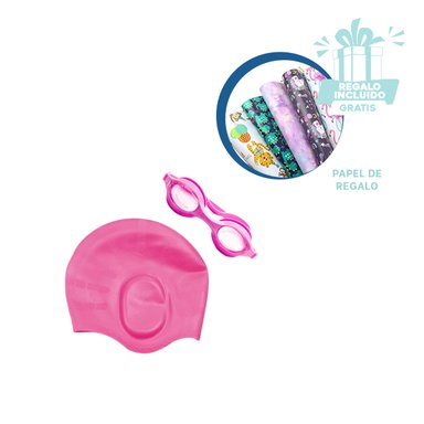 PACK3 SET IDEAL PARA PISCINA EN ROSADO Y+PAPEL DE REGALO