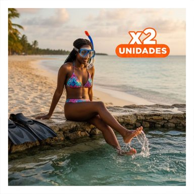PACK2 SET DE ESNORKEL 3 PCS NEGRO CON MASCARA TUBO Y ALETAS PARA MAR ABIERTO Y+REGALO STICKER