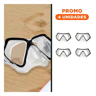 PACK4 LENTES ACUATICOS NEGRO CON VIDRIO NITIDO PARA USO SUBMARINO Y+REGALO STICKER