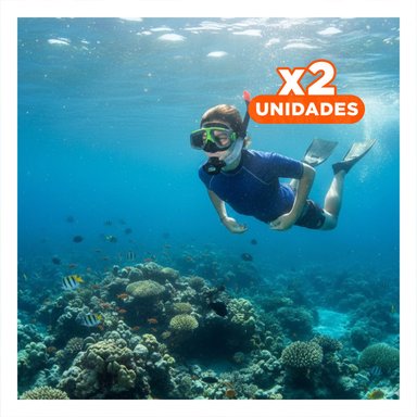 PACK2 COMBO DE ESNORKEL 3PCS CON MASCARA TUBO Y ALETAS PARA ACTIVIDAD ACUATICA Y+REGALO STICKER