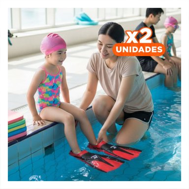 PACK2 COMPLEMENTO ACUATICO TALLA XS ROJO Y NEGRO CON FORMA NATURAL Y+REGALO STICKER
