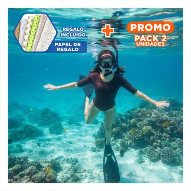 PACK2 KIT DE NATACION Y BUCEO 3 PCS TALLA M CON ALETAS LENTES Y SNORKEL PARA MAR Y+PAPEL REGALO