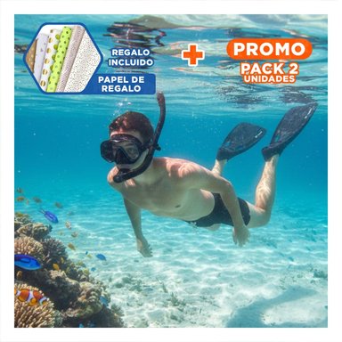 PACK2 KIT DE NATACION Y BUCEO 3 PCS TALLA L CON ALETAS LENTES Y SNORKEL PARA MAR Y+PAPEL REGALO