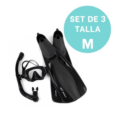 PACK2 COMBO DE NATACION Y BUCEO 3 PCS TALLA M CON ALETAS LENTES Y SNORKEL PARA AGUA - 4