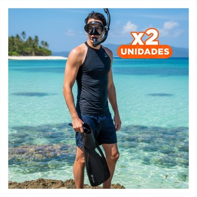 PACK2 COMBO DE BUCEO 3 PCS TALLA L CON ALETAS LENTES Y SNORKEL PARA PLAYA Y+REGALO STICKER