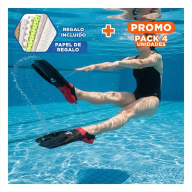 PACK4 ELEMENTO DE NATACION TALLA XS ROJO Y NEGRO CON SILICONA FLEXIBLE Y+PAPEL REGALO