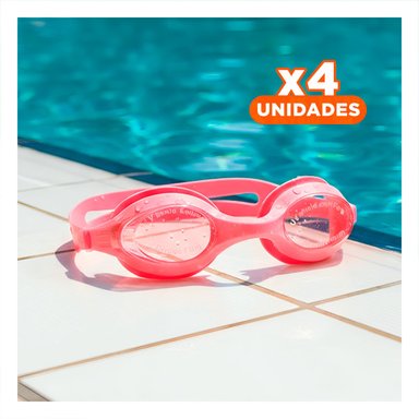 PACK4 GAFAS DE NATACION ROSADO PARA NINOS CON VISION PANORAMICA
