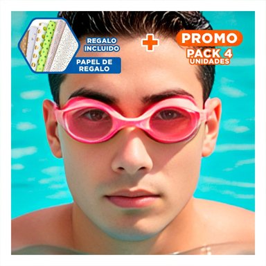 PACK4 VISOR PARA AGUA ROSADO PARA NINOS CON AJUSTE COMODO Y+PAPEL REGALO