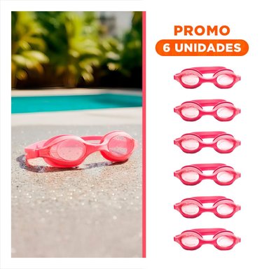 PACK6 LENTES DE AGUA ROSADO PARA NINOS AJUSTABLES PARA PISCINA