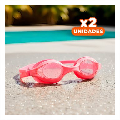 PACK2 LENTES ACUATICOS ROSADO PARA NINOS CON AJUSTE REGULABLE Y+REGALO STICKER