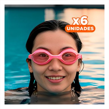 PACK6 LENTES DE NATACION ROSADO PARA NINOS CON PROTECCION UV Y+REGALO STICKER