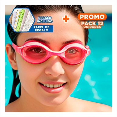 PACK12 LENTES DE AGUA ROSADO PARA NINOS PARA PISCINA RECREATIVA Y+PAPEL REGALO