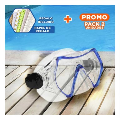 PACK2 VISOR DE BUCEO AZUL CON LENTE DE VIDRIO PARA USO PROLONGADO Y+PAPEL REGALO