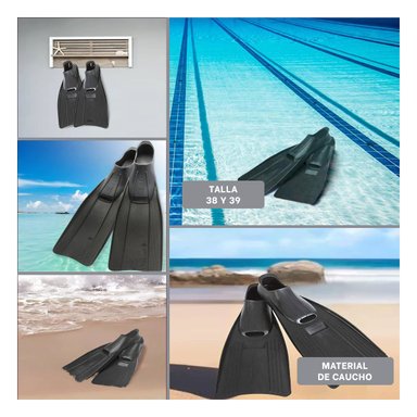 ALETAS DE BUCEO DE CAUCHO NEGRO TALLAS 38 39 CON CIERRE RAPIDO PARA COLOCACION FACIL Y+POST IT