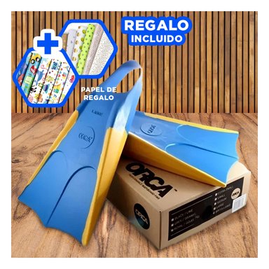 PACK3 ALETAS PARA NATACION EN AZUL Y+PAPEL DE REGALO
