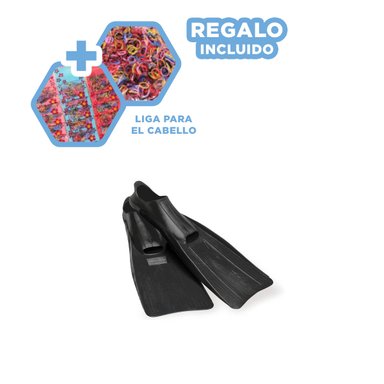 ALETIN PARA NATACIÓN EN NEGRO Y+REGALO LIGAS PARA PEINAR