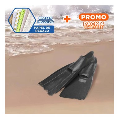 PACK4 PALETAS DE BUCEO NEGRO TALLAS 38 39 CON DISENO AERODINAMICO PARA AGILIDAD Y+PAPEL REGALO