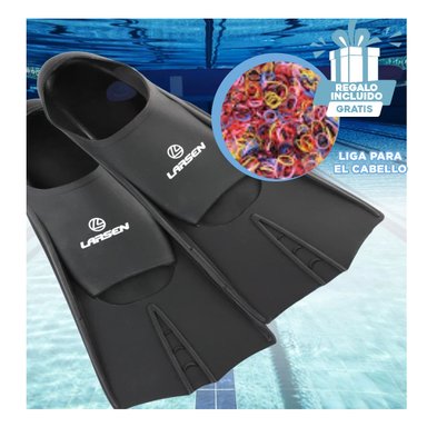 PACK5 FLIPPERS DE NATACION EN COLOR NEGRO Y+LIGAS DE REGALO