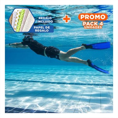 PACK4 ELEMENTOS DE BUCEO CON ALETAS DE CAUCHO FLEXIBLE
