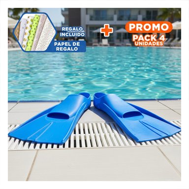 PACK4 IMPLEMENTOS DE ENTRENAMIENTO ACUATICO CON ALETAS AJUSTABLES Y+PAPEL REGALO