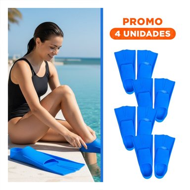 PACK4 SOLUCION ACUATICA PARA BUCEO CON ALETAS DE SILICONA AZUL Y+REGALO STICKER