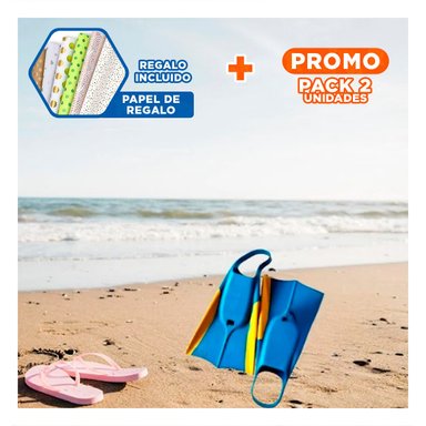 PACK2 EQUIPO ACUATICO ORCA DISEÑADO PARA NATACION ACTIVA AZUL AMARILLO Y+PAPEL REGALO