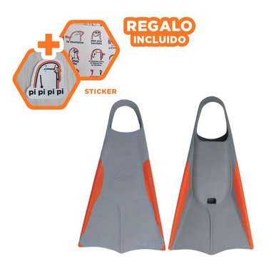 ALETAS LARGAS ORCA DE CAUCHO PARA NATACION PLOMO ANARANJADO Y+REGALO STICKER