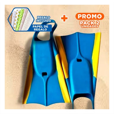 PACK2 PRODUCTO DEPORTIVO ORCA PARA NATACION CONTINUA AZUL AMARILLO Y+PAPEL REGALO