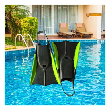 FLIPPERS EFICIENTE PARA NADAR NEGRO VERDE Y+REGALO STICKERS