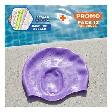 PACK12 GORRO CON OREJERA PARA PROTECCION AUDITIVA EN NATACION Y+PAPEL REGALO