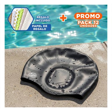 PACK12 GORRO CON OREJERA PARA PROTECCION AUDITIVA EN NATACION Y+PAPEL REGALO