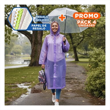 PACK4 PRENDA IMPERMEABLE PARA NINOS CON AJUSTE FLEXIBLE Y COMODO Y+PAPEL REGALO - 1