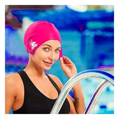PACK6 GORRO DE NATACION EN ROSADO Y+BANDERITAS ADHESIVAS