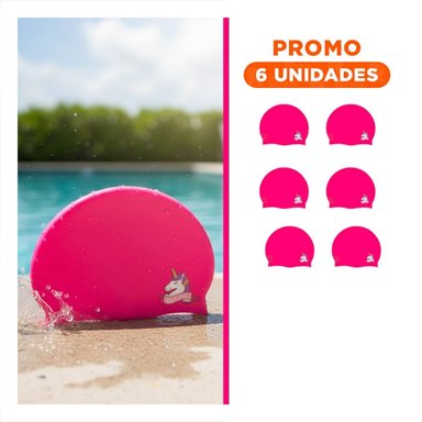 PACK6 GORRO DE SILICONA ROSADO PARA PISCINA INFANTIL
