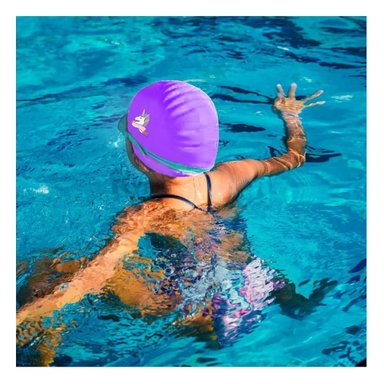 PACK6 GORRO DE NATACION EN ROSADO Y+BANDERITAS ADHESIVAS