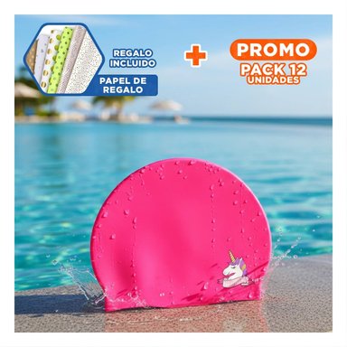 PACK12 GORRO DE NATACION INFANTIL CON APARIENCIA FANTASIA Y+PAPEL REGALO