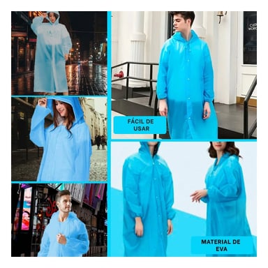 PACK12 IMPERMEABLE PRACTICO PARA USO DIARIO CON CAPUCHA AJUSTABLE Y+PAPEL REGALO - 2