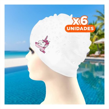 PACK6 GORRO DE NATACION PARA PISCINA CON ESTILO INFANTIL Y DISENO LLAMATIVO Y+REGALO STICKER