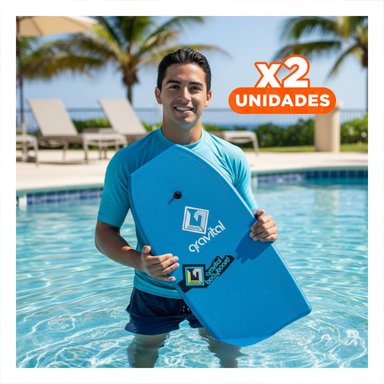 PACK2 PLANCHA PARA OLAS 41 PULGADAS 104 CM POR 57,5 CM POR 6 CM COLOR CELESTE Y+REGALO STICKER