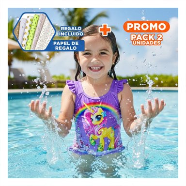 PACK2 CONJUNTO DE NATACION PARA NINAS EN LILA CON AJUSTE SUAVE Y+PAPEL REGALO