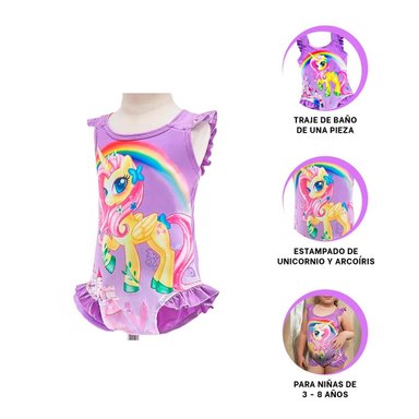 PACK5 TRAJE DE BAÑO PARA NIÑAS COLOR LILA Y+LIGAS DE REGALO