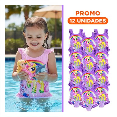 PACK12 ENTERIZO DE NATACION PARA NINAS EN LILA CON ESTILO FUNCIONAL Y+REGALO STICKER