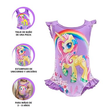 PACK5 ROPA DE NATACION PARA NIÑAS MG-5101 EB DE COLOR LILA - 3