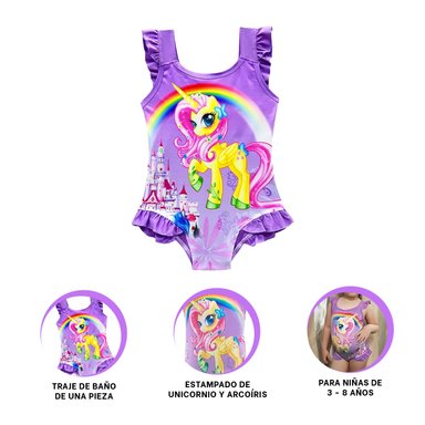 TRAJE DE BAÑO PARA PEQUEÑAS EN LILA Y+GIFT STICKERS - 3