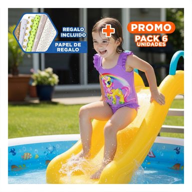 PACK6 ATUENDO DE NATACION PARA NINAS EN LILA CON ESTILO ACTUAL Y+PAPEL REGALO