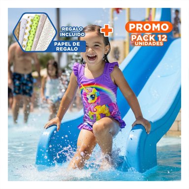 PACK12 MODA DE NATACION PARA NINAS LILA CON AJUSTE SUAVE Y+PAPEL REGALO